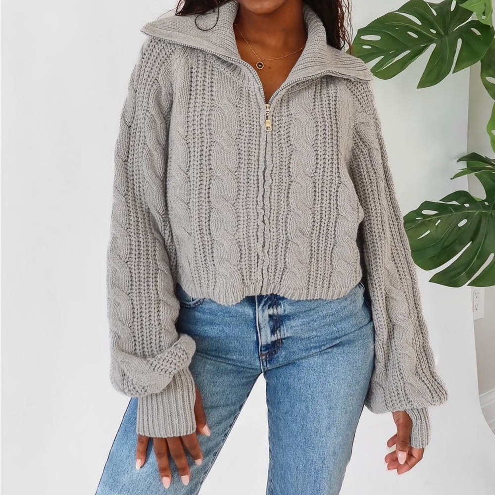 Grey Bandit Oakley Gray Zip Up Sweater